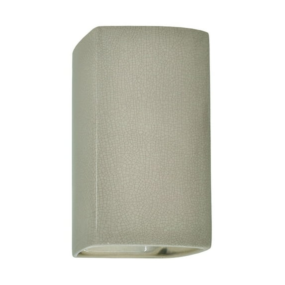 Justice Design CER-0910W-CKC Ambiance - Small Rectangle Closed Top Outdoor Wall Sconce Celedon Green Crackle Incandescent Choose Your Options