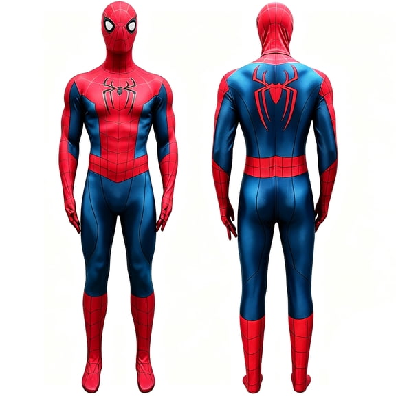 Spider-themed Hero Jumpsuit Cosplay Costume with Brand New Day Superhero Pattern for Halloween Party Role Play Show Red 110