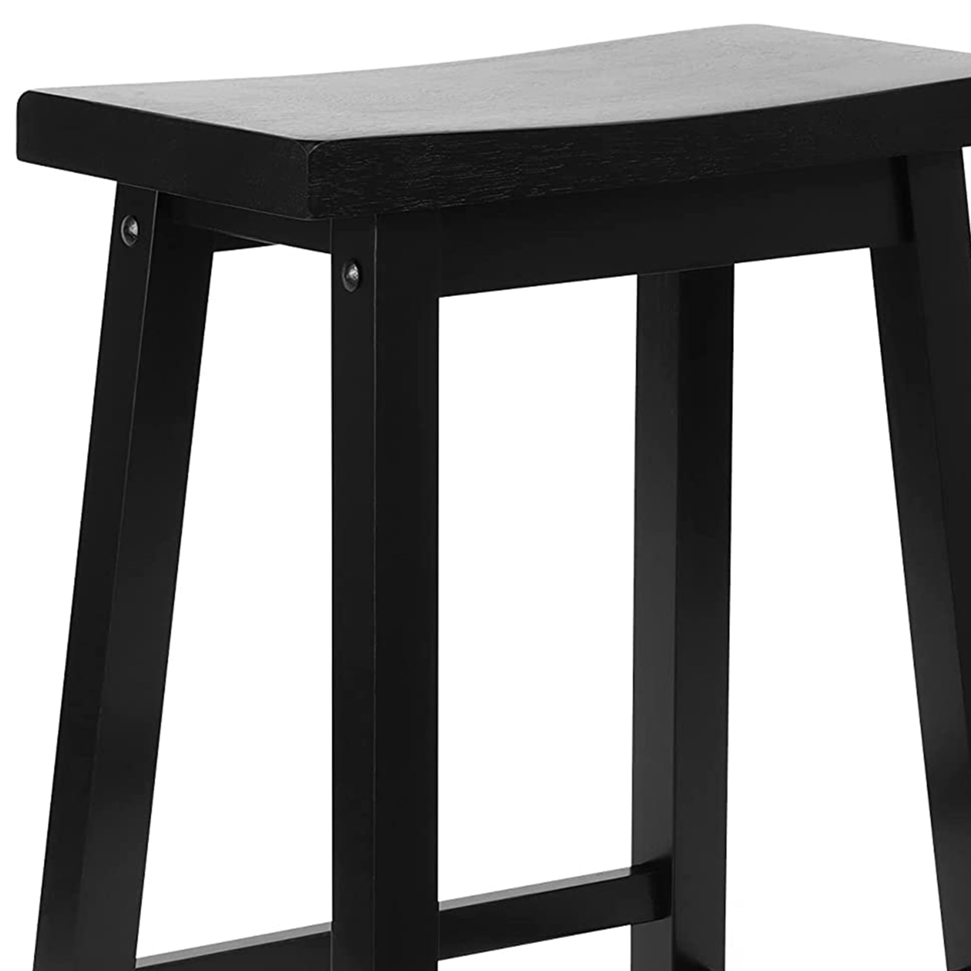 PJ Wood Classic Saddle Seat 24'' Kitchen Bar Counter Stool, Black (5 Pack)