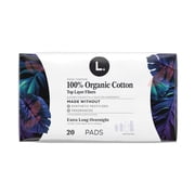 L. Ultra Thin Pads, Organic Cotton Top Layer, Extra Long Overnight, 20 Count