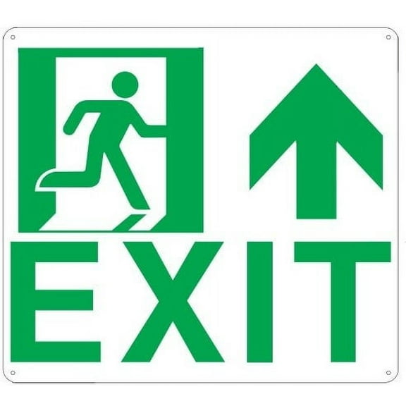 Exit ARROW UP SIGN(Glow In the dark sign - Photoluminescent ,High Intensity, ALUMINIUM 9x10 ,Rust Free )