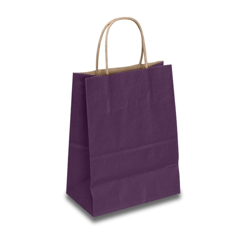 Purple Paper Shopping Bags Quantity 25 Width 5 1/2" Gusset 3 1/