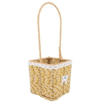 Khaki Wicker Basket for Storage Use Hand Woven with Handle 7 Inch