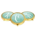 thumbnail image 4 of Koyal Wholesale Gold Compact Mirror Bridesmaid's Wedding Gift, Aqua Watercolor Rustic Trees, Monogram Letter C, 1-Pack, 4 of 5