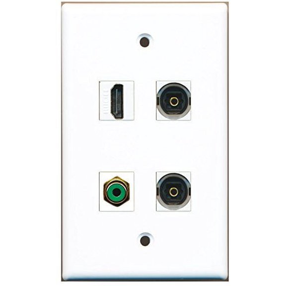 RiteAV - 1 Port HDMI 1 Port RCA Green 2 Port Toslink Wall Plate