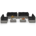 thumbnail image 2 of Costway 10 PCS Outdoor Patio Sectional Sofa Couch PE Rattan Conversation Set Black, 2 of 10