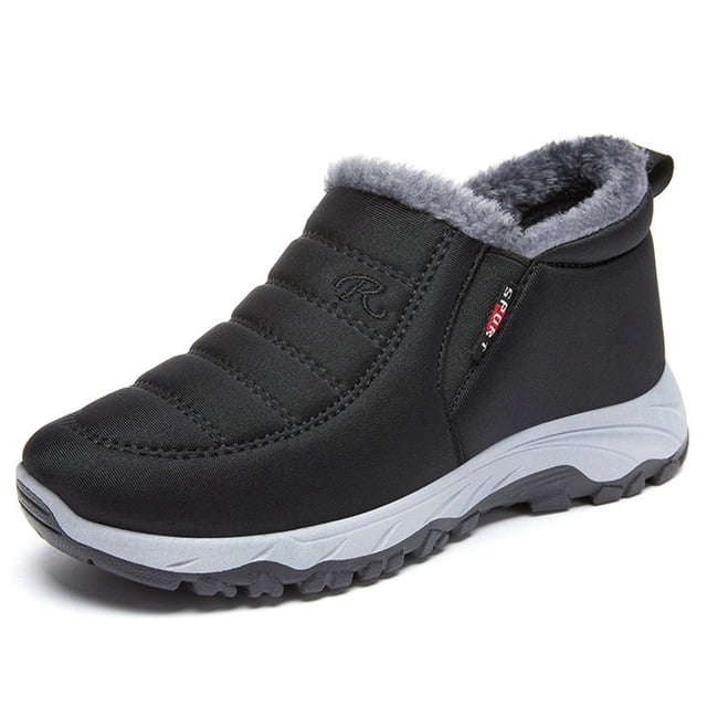 Botas de nieve de tobillo de invierno para mujer, botines de senderismo gruesos, zapatos cómodos sin cordones