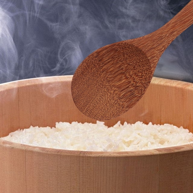 TIMIFIS Wooden Small Spoon Soup Ladle Wooden Rice Spoonnatural Log Rice Spoon Household Rice Spoon Kitchen Gadgets