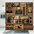 thumbnail image 4 of Cabin Shower Curtain, Rustic Cabin Lodge Fabric Bath Curtain, Bear Moose Farmhouse Lodge Wooden Board Cloth Shower Curtains Wild Animal Hunting Bathroom Accessories with Hooks, Tan Brown, 72X72in, 4 of 5