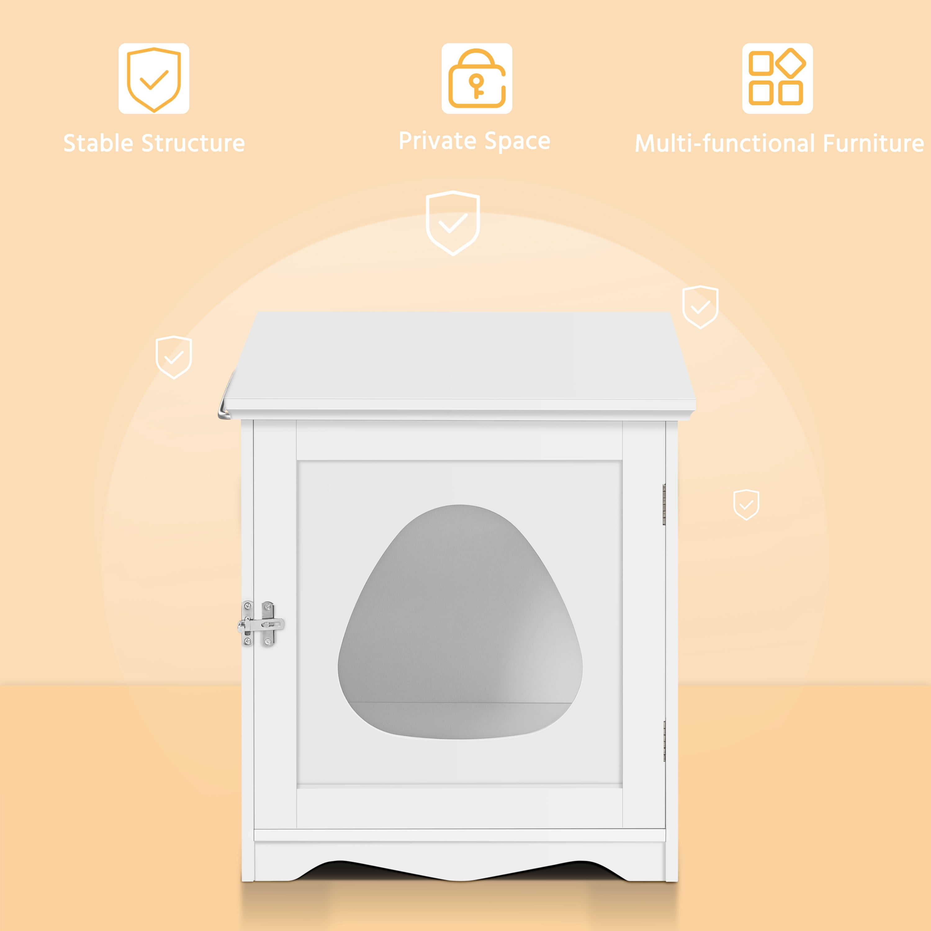 Renwick Enclosed Cat Litter Box Furniture, White