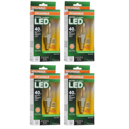 40w Candelabra - Sylvania Filament LED 40W Candelabra Base Dimmable 2700K Light Bulb (4 Pack)