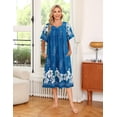 thumbnail image 3 of Oudiya Womens Nightgown Short Sleeve House Dress with Pockets-Floral Print Mumu Dress, 3 of 6