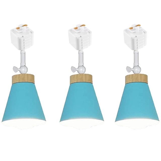 FSLiving 3-Pack Retro Style Mini Adjustable Angle J-Type Track Head Lighting E26 Base Metal Ceiling Light Track Light Fixture for Gallery Mirror Front Office Loft Bulb and Track Not Included - Blue