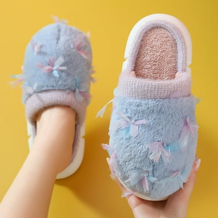 

Women Slippers Indoor And Outdoor Autumn And Winter Fashion Comfortable Butterfly Solid Color Thick Bottom Cotton Slippers for Women Indoor Womens Flip Flop Slippers Winter House Slippers for Women