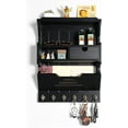 thumbnail image 2 of Key Holder for Wall, Elegant Wall-Mounted Mail Organizer with Storage Drawers & 6 Key Hooks, Pine Wood Luxury Black, 2 of 12