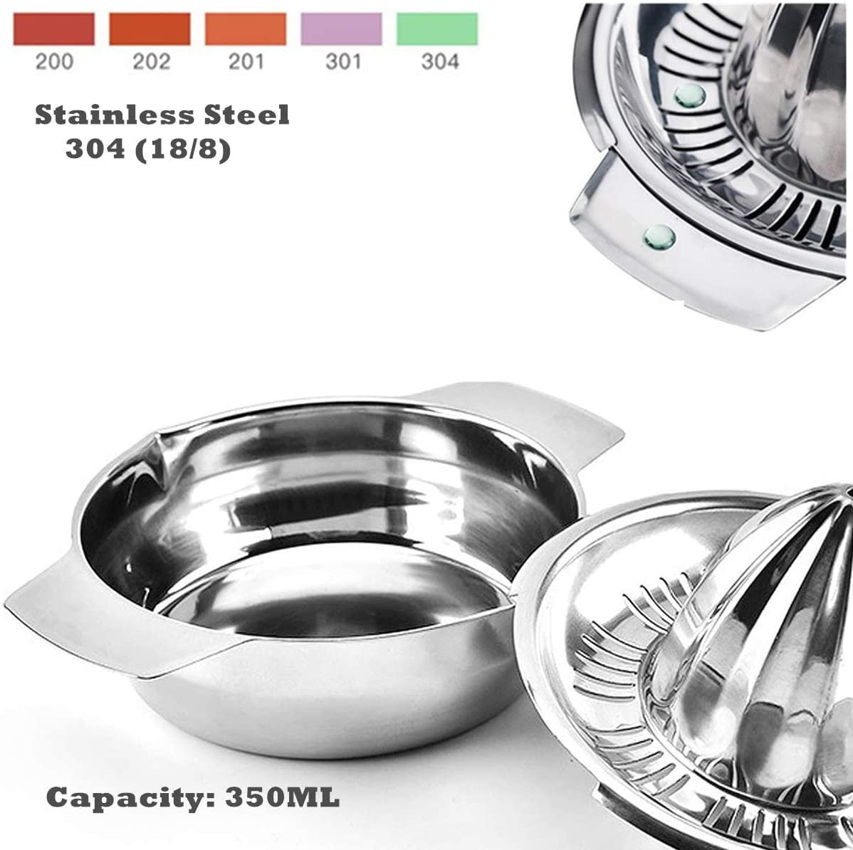 Yirtree Citrus Lemon Orange Grapefuit Juicer Manual Squeezer Stainless Steel 304 Robust Hand Juicer Reamer Rotation Press with Strainer, Dishwasher Safe, Easy to Clean, Heavy Duty
