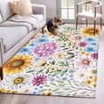 thumbnail image 3 of Area Rug for Living Room, Sunflower Non-Slip Indoor Large Carpet for Bedroom/Dining Room, Colorful Flowers Summer Botanical Watercolor Washable Low-Profile Rectangle Floor Runner Rugs - 4 x 6 Ft, 3 of 7