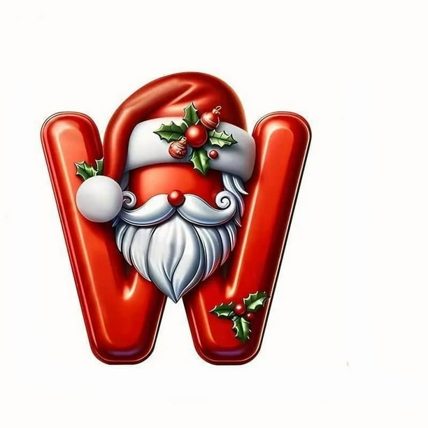 Paquete de 26 adornos navideños con el alfabeto de gorro y barba de Papá Noel para colgar en el árbol.