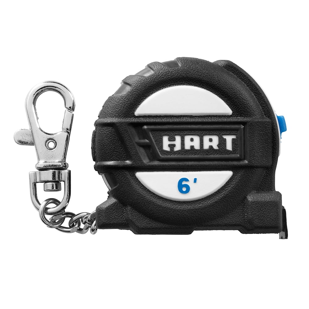 (2 pack) HART 6-Foot Compact Tape Measure Keychain, Wide-Blade, 0.17 lbs