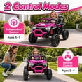 thumbnail image 3 of 24V 400W Kids Ride On Electric UTV Car with Remote Control, Ride on Toys with Advanced Center Panel, Music, Bluetooth, LED Lights, Gift for Boys Girls 3+, Pink, 3 of 9