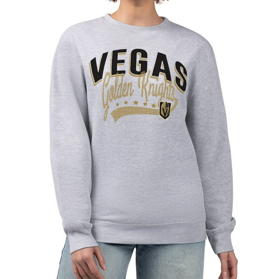 Women's G-III 4Her by Carl Banks  Heather Gray Vegas Golden Knights Filigree Team Graphic Fleece Pullover Sweatshirt