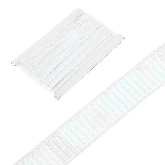 Uxcell 1 Inch x 10 Yards Square Sequins Trim 5 Row Flat White Sequin Paillette Fabric Ribbon Trim for Crafts DIY Fringe Sewing