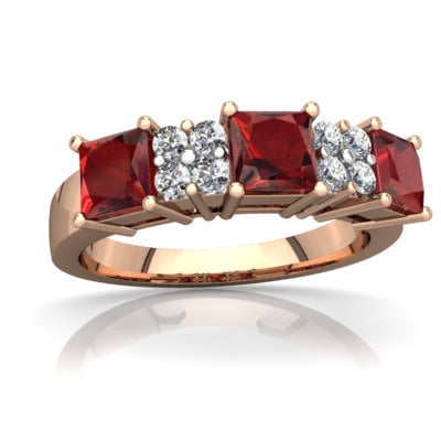 Garnet Three Stone Ring in 14K Rose Gold by