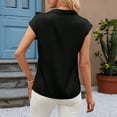 thumbnail image 4 of Plus Shirts for Women Plus Size Solid Color Cap Sleeve Satin Blouse, 4 of 6