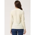 thumbnail image 4 of INSPIRE CHIC Blusa casual de terciopelo de manga larga con cuello redondo para mujer Albaricoque XS, 4 of 5