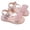 Pink, variant on Abomasnow Girls Open Toe Floral Rhinestone Ankle Buckle Sandals Soft Flat Summer Shoes for Wedding Party Daily Beach Outdoor Walking