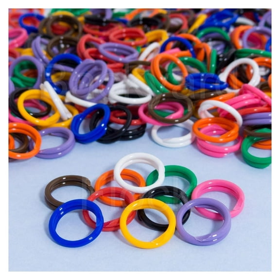 100 Pack Spiral Chicken Poultry Leg Bands Rings - #11 11/16" size - Mixed Colors