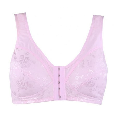Baywell Women s Front-button Cotton Jacquard Vest with Sports Nursing Sleep Bra Pink 40/90BC