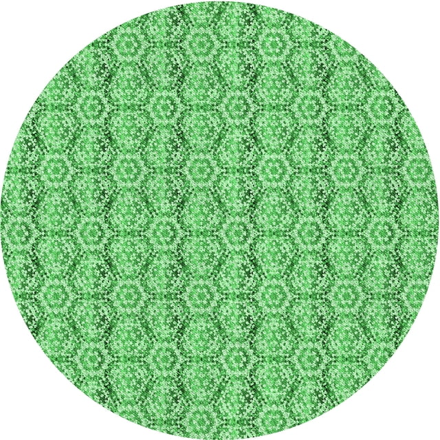 Ahgly Company Tapis Rond Lavable en Machine Intérieur Vert Jade Transitionnel, 5 Pieds Rond