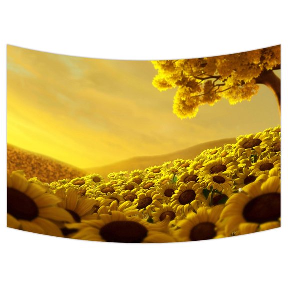 YKCG Vintage Sunflowers Artworks Wall Hanging Tapestry Wall Art 90x60 inches