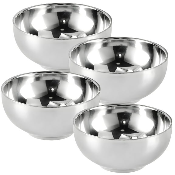 4 Pcs Stainless Steel Bowls, 304 Double Wall Insulated, 5.5 In Snack & Cereal Dish Set, Unbreakable Dishwasher Safe for Home Travel