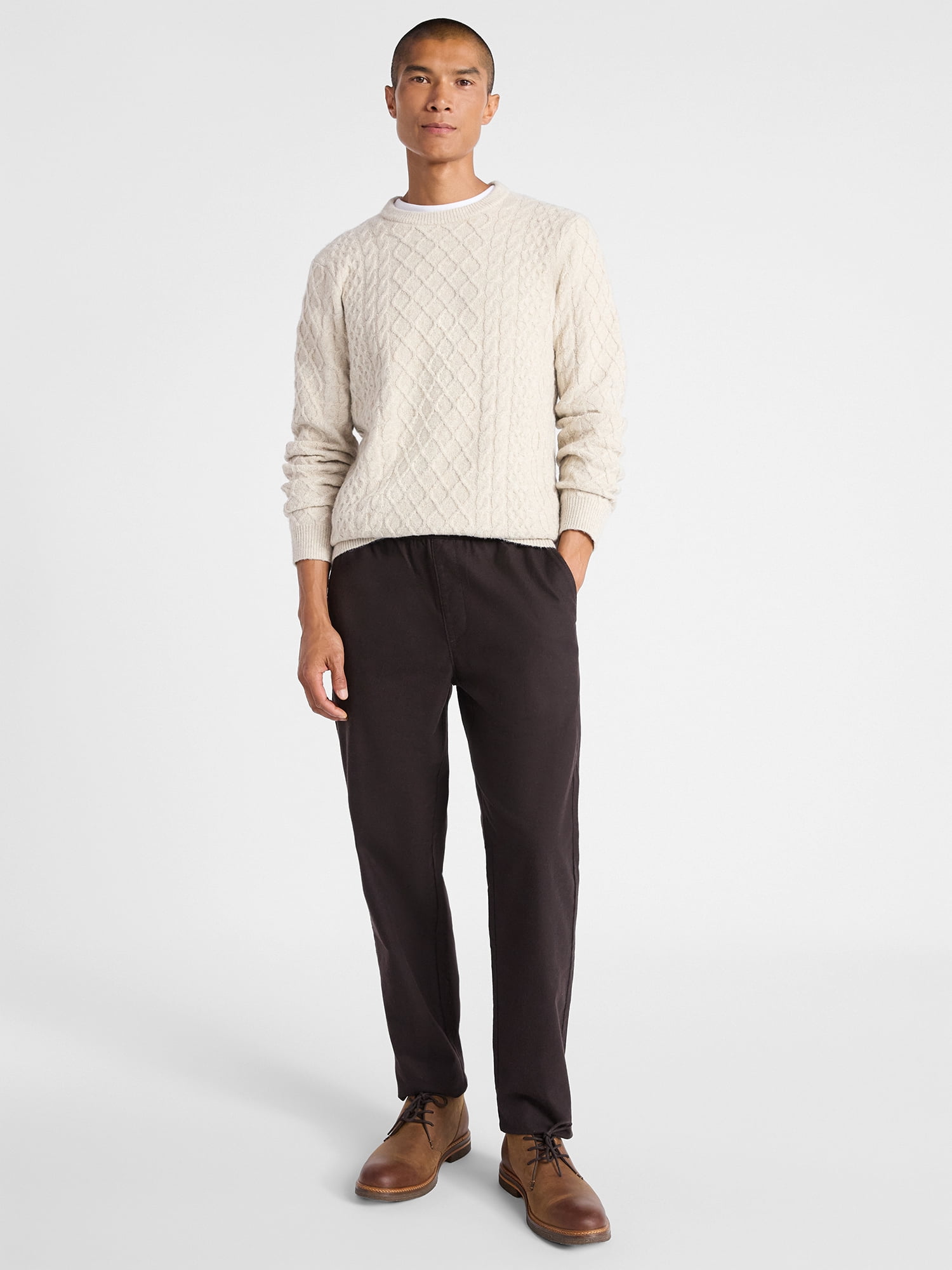 Free Assembly Mixed Cable Knit Pullover Sweater, Sizes XS-3XL