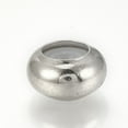 thumbnail image 2 of 5pc Brass Beads with Rubber Inside Slider Beads Stopper Beads Platinum 7.5x4mm Rubber Hole: 1.2mm, 2 of 2