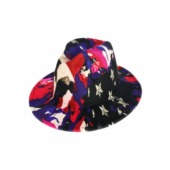 Top Headwear American Flag Wide Brim Felt Fedora Panama Hat