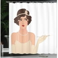 thumbnail image 4 of Ambesonne Pin up Girl Shower Curtain, Charming Lady, 69"Wx84"L, Pale Peach Chocolate, 4 of 5