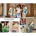 thumbnail image 5 of Womens Striped Chunky Cardigan Sweaters Fall Trendy Color Block Long Sleeve Knit Sweater Tops, 5 of 7