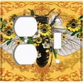 thumbnail image 4 of Metal Light Switch Plate Cover Unique Yellow Floral Bee Orange BUT021, 4 of 13