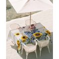 thumbnail image 3 of 54x80 Inch Outdoor Tablecloth with Umbrella Hole Zipper Rectangle Cute Pig Rectangular Tablecloths Outside Waterproof Yellow Sunflowers Beige Wooden Vintage Art Patio Table Cover for Picnic Party, 3 of 8