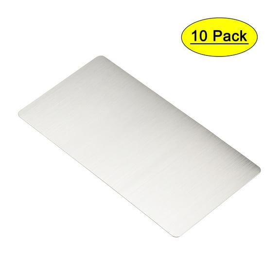 Uxcell 100x50x0.4mm Stainless Steel Blank Metal Card Brushed Silver Tone 10 Pack
