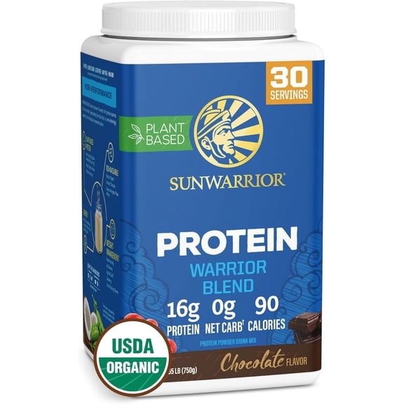 Sunwarrior Warrior Blend Chocolate Vegan Protein Powder 30 Servings