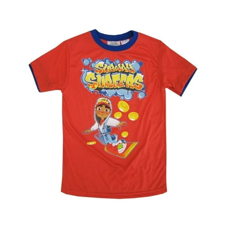 Subway Surfers Little Boys Red Yellow Character Print Short Sleeved Tee (Subway Surfers Best Version)