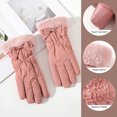 thumbnail image 5 of Fvsianol Cold proof Gloves Waterproof Gloves Women Winter Cycling Thick Plush Windproof Solid Color Touch Screen Waterproof Warm slip Cute Embroidery Lady Gloves (1 Pair), 5 of 9