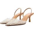 thumbnail image 1 of SURJDE Fashion Rhinestone Clear Slingback Pumps Shoes for Women Pointed Toe PVC Kitten Heels, 1 of 7