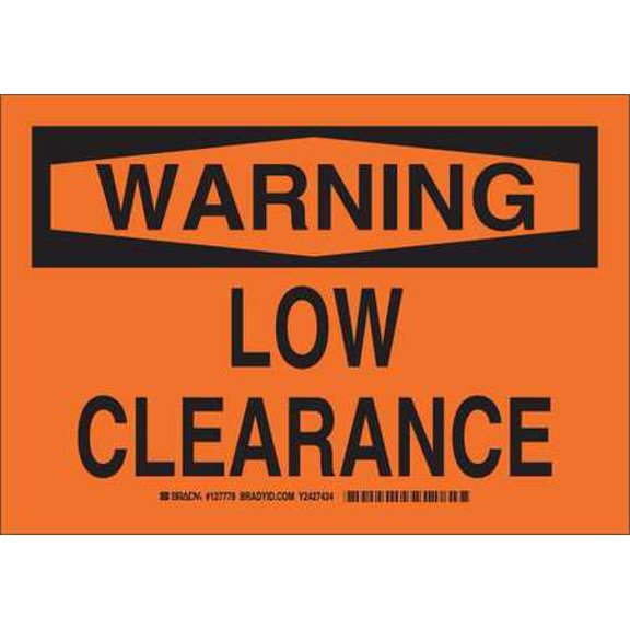 BRADY 127778 Warning Sign, 7 x 10In, Black/Orange
