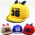 thumbnail image 4 of Gorra de béisbol para niños con borde suave bordado con 36 letras, gorra con orejas de dibujos animados para niños y niñas, 4 of 6