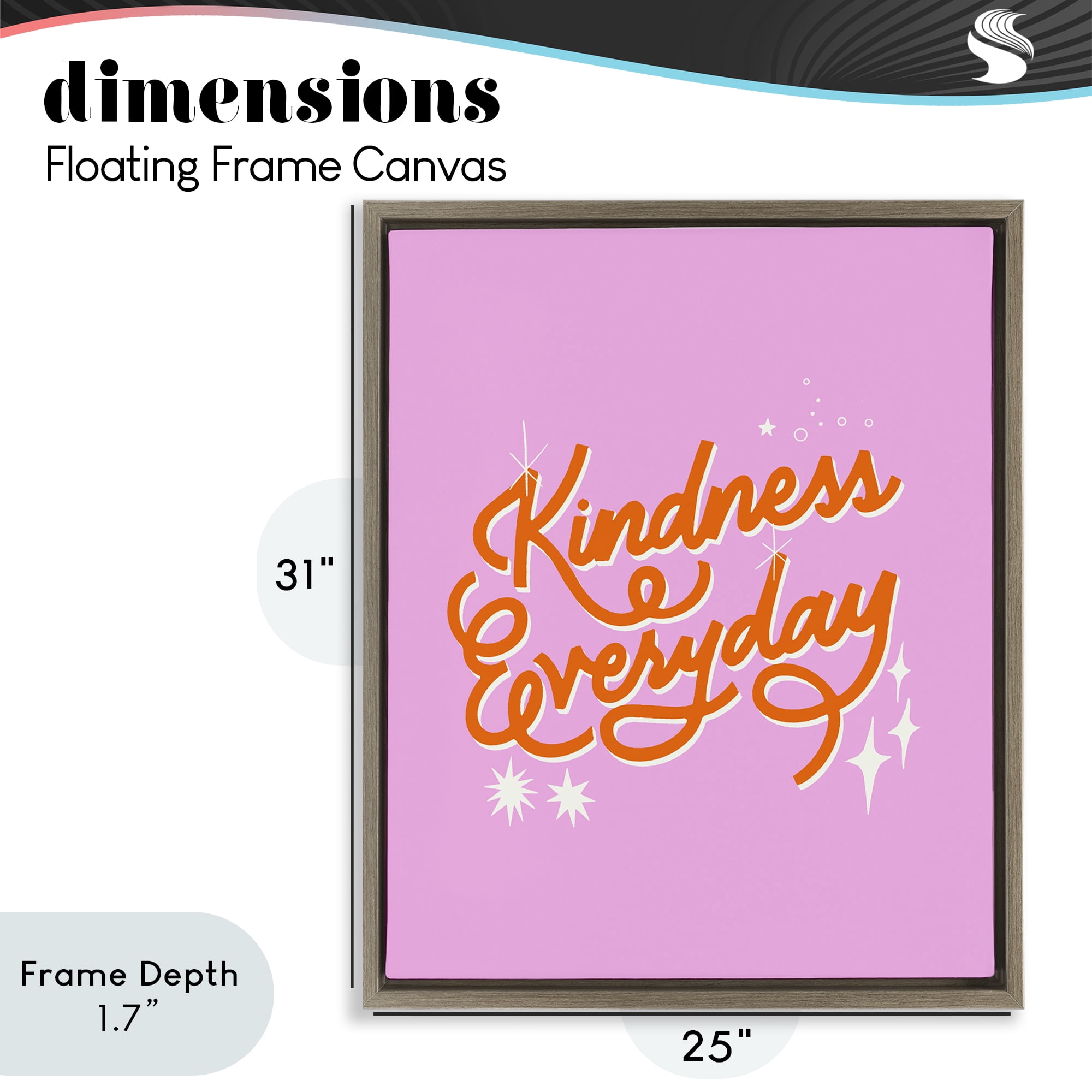 Stupell Industries Cursive Kindness Everyday Brown Framed Floater Canvas Wall Art, design by Indira Prieto | IndySign